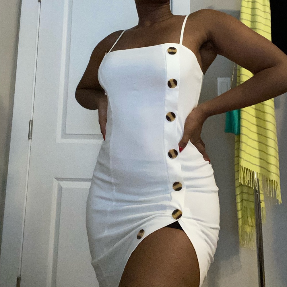 Spaghetti Strap Mock button midi dress